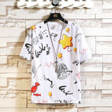 Men's T-Shirt Men's round Neck Cartoon Printed Short-Sleeved T-shirt