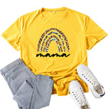 Boy Mama T Shirt Leopard Print Rainbow Mama Pattern Printed T-shirt