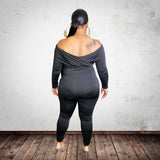 Women Plus Size Jumpsuits Solid Color Off-Shoulder Tight Sexy Jumpsuit