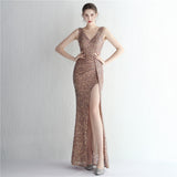 Sequin Evening Dress Split Long Sequined Fishtail Skirt
