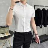 Men Shirts Summer Solid Color Short Sleeve Shirt