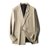 Double Brewed Seersucker Suit Leisure Suits for Men Baggy Coat