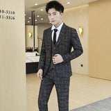 Seersucker Suit Slim-Fitting Suit Three-Piece Plaid Suit