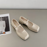Nude Block Heel Sandals Vintage Leather Shoes