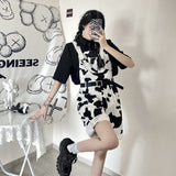 Gothic Lolita Harajuku Style Clothing Loose Cow Strap Half-Length Pants Fifth Pants Belt