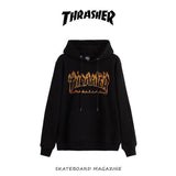 Thrasher Hoodie Autumn and Winter Flame Print Men's Women's Hoodie Brushed Hoody