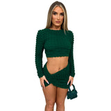 Women Top & Skirt 2 Piece Set Spring/Summer round Neck Long Sleeve T-shirt Slim Fit Sheath Skirt Suit