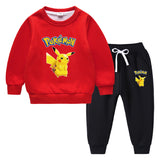 Children Pokemon Pikachu Hoodie & Pant Set Fleece Lined Padded Warm Keeping Winter Clothes Sweatershirt Suit