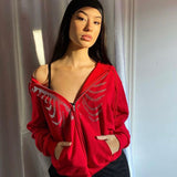 Skeleton Hoodie Autumn Sexy Loose Hooded Zipper Top