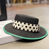 Straw Hat Green Hemming Straw Hat Female Flat Top Sun Shade Top Hat