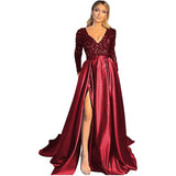 Mariah Carey See through Dress Sequined V-neck Long Sleeve Long Evening Gown