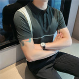 Men Short Sleeve T-Shirt Stretch Casual Polo Collar T-shirt