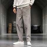 Linen Pants Straight Leg Pants Men's Large Size Spring and Summer Men's Loose Casual