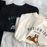 Diana Harvard Sweatshirt Cartoon Towel Embroidery Letter Printed Sweatshirt Female Leisure Pullover