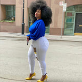 Women Plus Size Jeans Leopard Splicing Slim Denim Pencil Pants