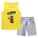 Children Pokemon Pikachu Tshirts & Shorts Summer Vest Middle Pants Sports Casual Thin Two Pieces