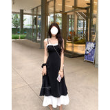 Black and White Dress Hepburn Style Suspender Dress