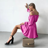 Women Bohemian Dress Summer Strap Waist-Tight Solid Color Women's Dress