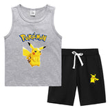 Children Pokemon Pikachu Tshirts & Shorts Vest Middle Pants Sports Casual Thin Two Pieces