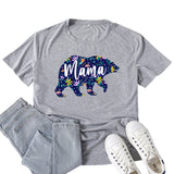 Boy Mama T Shirts Floral Mama Bear Bear Mother Pattern Printed T-shirt