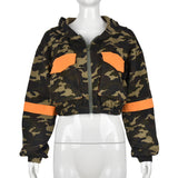 Nina Parker Camo Jacket Fashion Color Contrast Short Camouflage Jacket