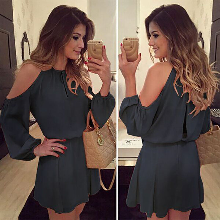 Knee Length Semi Formal Dresses for Wedding Long Sleeve Casual Solid Color Dress