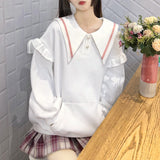 Gothic Lolita Harajuku Style Clothing Autumn Sailor Collar Bowknot Rabbit Ears Loose Sweater