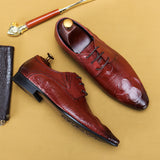 Indo Western Shoes Handmade Men's Business Formal Leather Shoes Pointed Leather Crocodile Pattern Men's Shoes