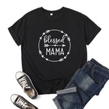 Boy Mama T Shirt Blessed Mama Printed Short Sleeve round Neck T-shirt