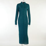 Emily Ratajkowski Dress Stylish Good Texture High Waist Knitted Long-Sleeved Dress