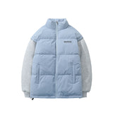 Men's Autumn Winter Coat Stand Collar Color Matching Cotton-Padded Jacket