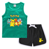 Children Pokemon Pikachu Tshirts & Shorts Casual Sports Vest Sleeveless Undershirt Suit Neutral