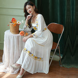 Beth Dutton Bohemian Dress Winter Autumn Midi Dresses Embroidered French Dress Square Collar Midi Dress