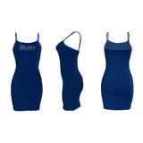 Summer Solid Color Sexy Slim Fit Rhinestone Dress