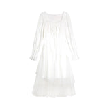 Fairy Dress White Dress Long Fairy Dress Autumn Puff Sleeve Irregular Mesh Dress