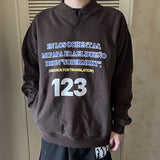 Rrr123 Sweatshirt Vintage Loose Henry Collar Pullover Sweater Fog Men and Women Same Style