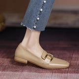 Nude Chunky Heel Loafers