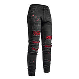 J Shaped Jeans Men's Jeans New Skinny Ripped Leg Opening Zipper