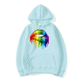 Drippy Hoodies Lip Printings Loose Sweater