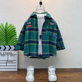 Toddler Boys Sweater Boys' Plaid Shirt Spring Pure Cotton