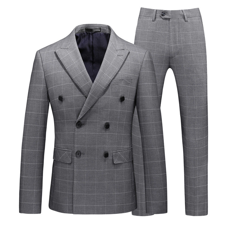 Double Brewed Seersucker Suit Men's Suit Set Plaid plus Size