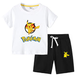 Children Pokemon Pikachu Tshirts & Shorts Cotton Short Sleeve Shorts Two Pieces Neutral