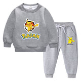 Children Pokemon Pikachu Hoodie & Pant Set Fleece Lined Padded Warm Keeping Winter Clothes Sweatershirt Suit