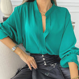 Women Bohemian Shirts Women's Clothing Autumn and Winter Solid Color Casual