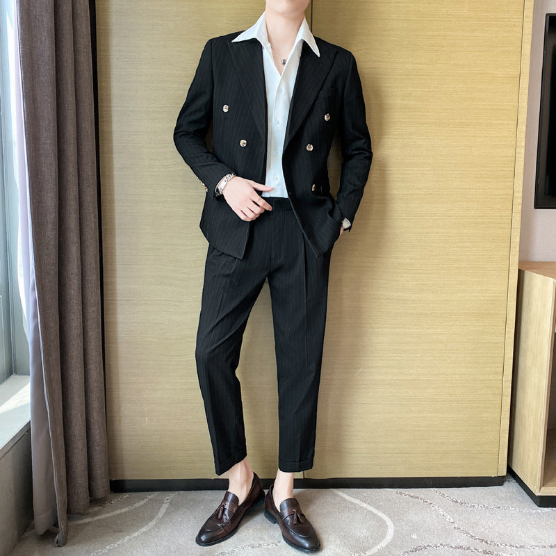 Double Brewed Seersucker Suit Spring Men's Suit Striped Suit