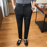 Men Trousers Spring Summer Slim-Fit Slim Fit Elastic Pants Suit Pants