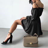 Women Bohemian Dress Summer Strap Waist-Tight Solid Color Women's Dress