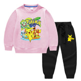 Children Pokemon Pikachu Hoodie & Pant Set Two-Piece Baby Cotton Sweater Set