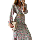 Women Bohemian Dress Women's Summer Long-Sleeve Printed Dress