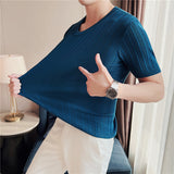 Men Short Sleeve T-Shirt Summer Knitted Short Sleeve T-shirt
